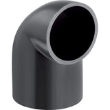 Geberit PE Bogen 90° reduziert, mit langem Schenkel und kleinem Radius: 90°, d=56mm, d1=50mm