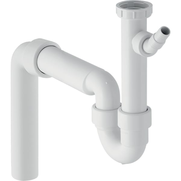 Geberit Rohrbogengeruchsverschluss für Spülbecken, mit Winkelschlauchtülle, Abgang vertikal: d=50mm, G=1 1/2″, weiß-alpin