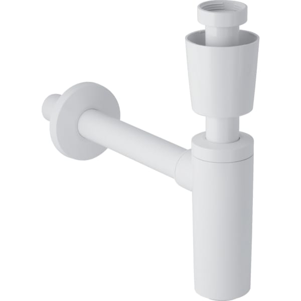 Geberit Tauchrohrgeruchsverschluss für Waschbecken, mit Ventilrosette, Abgang horizontal, PP, weiß-alpin