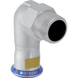 MAPRESS Edelstahl G Pressfitting Übergangswinkel (Gas), Pressmuffe / Außengewinde konisch BSPT-R, 90°