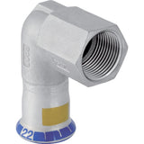 MAPRESS Edelstahl G Pressfitting Übergangswinkel mit 90°-Bogen (Gas), Pressmuffe zu Innengewinde zylindrisch BSPT-Rp