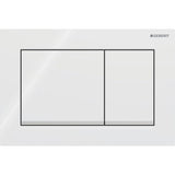 Geberit Omega20 (ex Omega30) Betätigungsplatte für 2-Mengen-Spülung, Square, Kunststoff, pneumatisch, mit zwei Tasten, geeignet für Wandklosetts