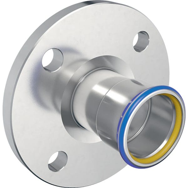 Geberit Mapress Edelstahl Gas Flansch mit Pressmuffe, gerade