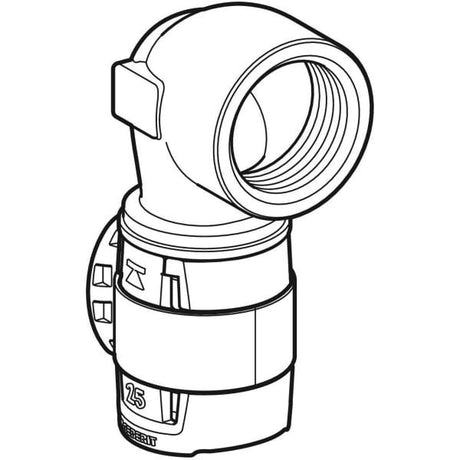 Geberit FlowFit Übergangsbogen 90° mit Innengewinde, Werkstoff bleifreier Rotguss (CuSn4Zn2PS)