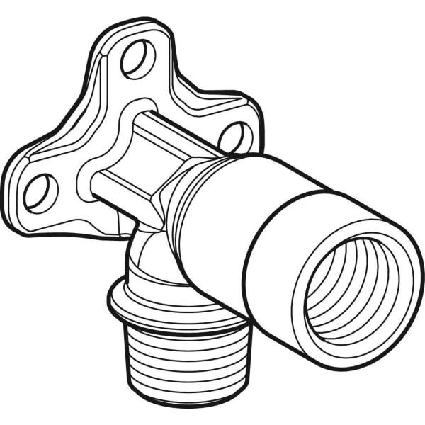 Geberit Anschlusswinkel 90° mit Außengewinde MF 1/2": CC499K, RMF=1/2″, Rp=1/2″, L=5.7cm