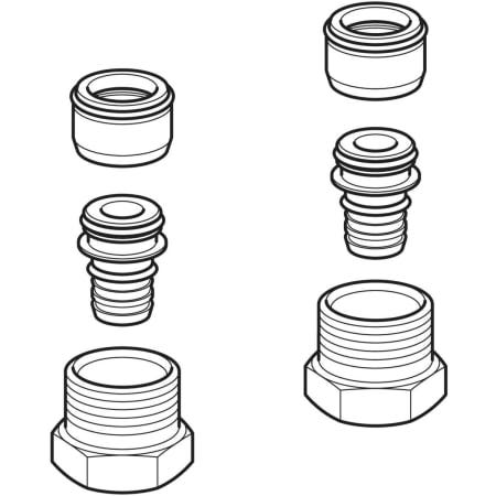 Geberit FlowFit Anschlussverschraubung mit Außengewinde: Werkstoff=Messing CW617N, d=16mm, G=1/2″, vernickelt
