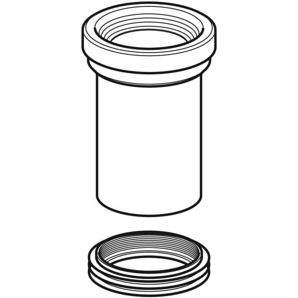 Geberit Anschlussstutzen mit Manschette und Lippendichtungen: d=110mm, d1=120–125mm, schwarz
