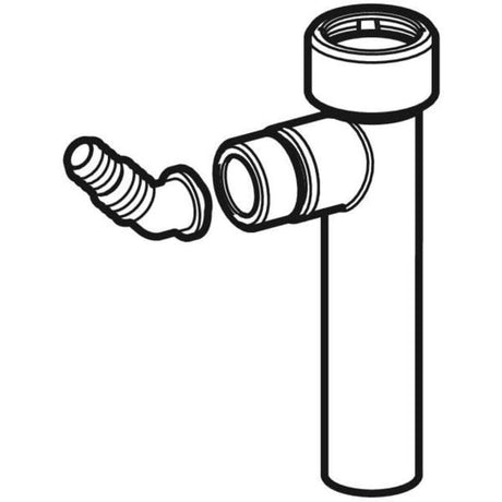Geberit Anschlussstutzen mit Quetschverschraubung und Winkelschlauchtülle: d=40mm, G=1″, weiß-alpin
