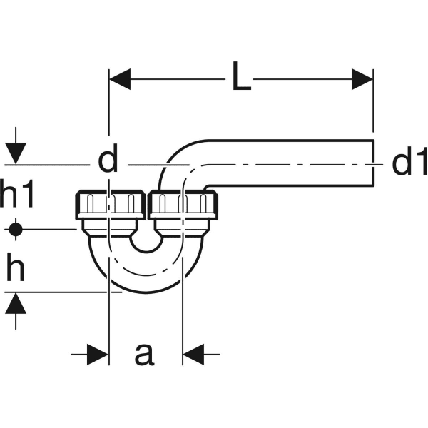 Geberit Rohrbogengeruchsverschluss für Ausgussbecken, mit Quetschverschraubung, schwarz, aus Kunststoff (Polyethylen (PE))