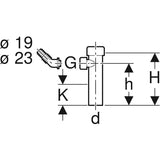 Geberit Anschlussstutzen mit Quetschverschraubung und Winkelschlauchtülle: d=40mm, G=1″, weiß-alpin