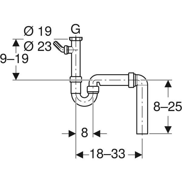 Geberit Rohrbogengeruchsverschluss für Spülbecken, mit Winkelschlauchtülle, Abgang vertikal: d=50mm, G=1 1/2″, weiß-alpin