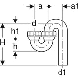 Geberit Rohrbogengeruchsverschluss für Ausgussbecken, mit Quetschverschraubung, schwarz, aus Kunststoff (Polyethylen (PE))