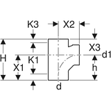 Geberit PE Bogenabzweig 88,5°: d=110mm, d1=110mm