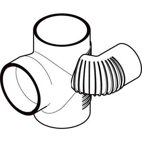 Geberit Silent-db20 Schachtbogenabzweig 88,5° links: d=110mm, d1=110mm, d2=75mm