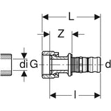 Geberit Mepla Übergang mit Überwurfmutter: CC499K, d=26mm