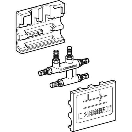 Geberit Mepla Kreuzungs-T-Stück mit Dämmbox: CW617N, d=20mm, d1=16mm, d2=20mm