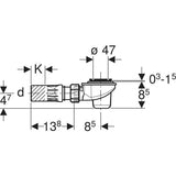 Geberit Duschwannenablauf für Duschwannen mit Ventilloch ø 52 mm, DN 50, Polyethylen (PE)