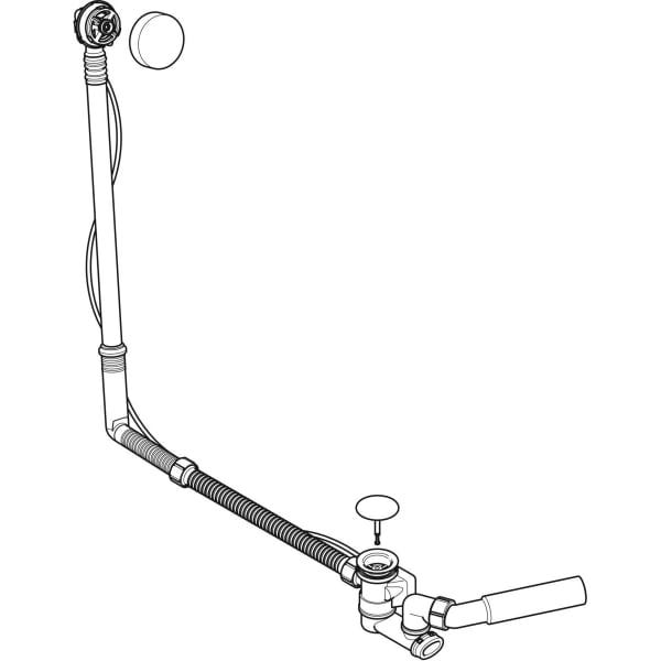 Geberit Badewannenablauf mit Drehbetätigung mit Überlauf und Ablaufventil, DN 40, d=40/50 mm