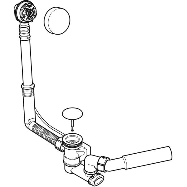 Geberit Badewannenablauf mit Drehbetätigung mit Überlauf und Ablaufventil, DN 40, d=40/50 mm