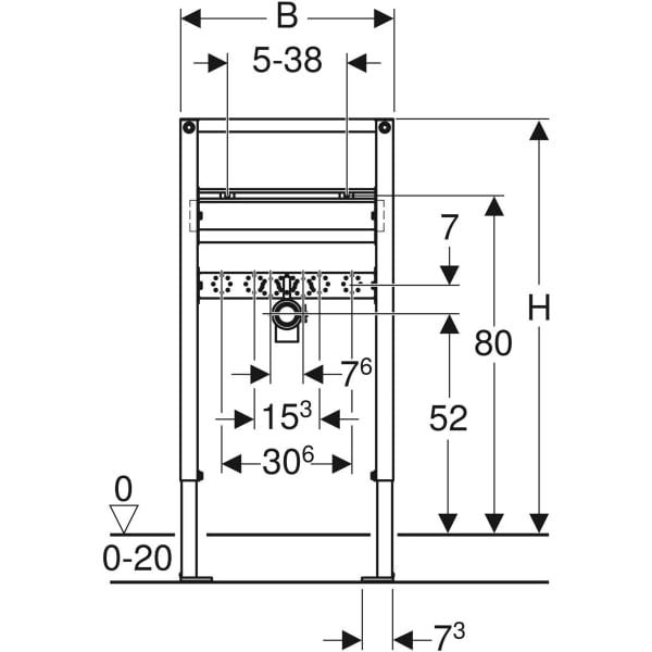 Geberit Duofix Element für WT, 82-98 cm für Standarmatur