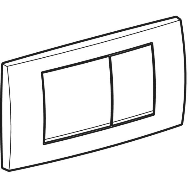 Geberit Twinline30 Betätigungsplatte für 2-Mengen-Spülung: Platte und Tasten: weiß, Designstreifen: hochglanz-verchromt