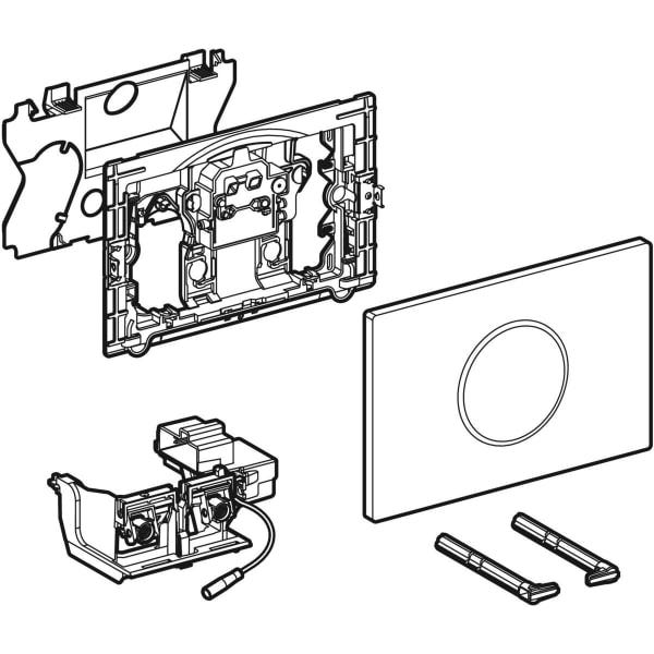 Geberit WC-Steuerung elektronisch, Netzbetrieb, für Sigma UP-Spülkasten 12 cm, mit Sigma10 Betätigungsplatte, Round, automatisch / berührungslos: Platte: weiß, Designringe: hochglanz-verchromt