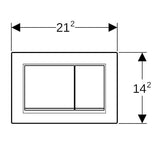 Geberit Omega20 (ex Omega30) Betätigungsplatte für 2-Mengen-Spülung, Square, Kunststoff, pneumatisch, mit zwei Tasten, geeignet für Wandklosetts