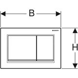 Geberit Omega20 (ex Omega30) Betätigungsplatte für 2-Mengen-Spülung, Square, Kunststoff, pneumatisch, mit zwei Tasten, geeignet für Wandklosetts