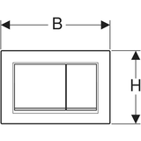 Geberit Omega20 (ex Omega30) Betätigungsplatte für 2-Mengen-Spülung, Square, Kunststoff, pneumatisch, mit zwei Tasten, geeignet für Wandklosetts