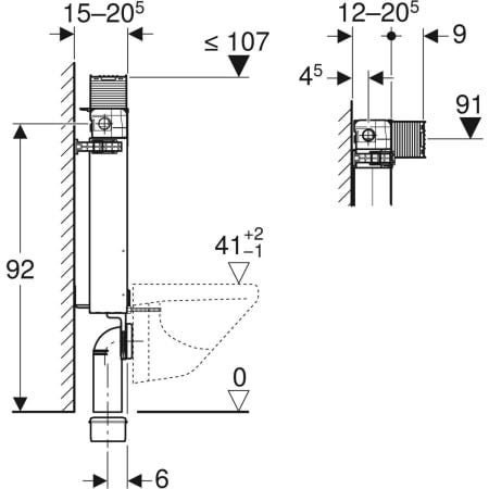 Geberit Kombifix Element für Wand-WC, mit Omega UP-Spülkasten 12 cm