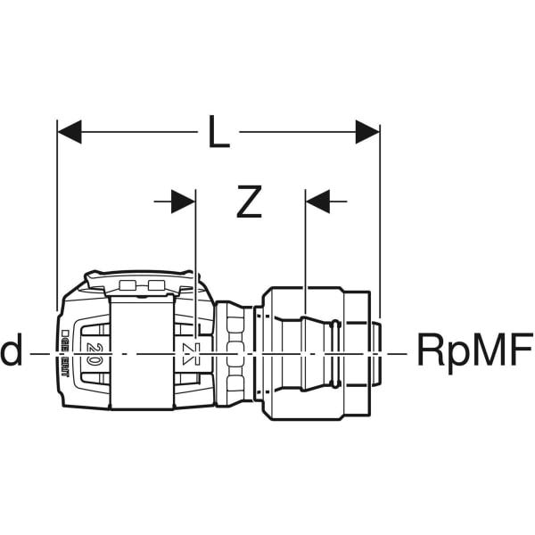 Geberit FlowFit Übergang mit MasterFix, Werkstoff Polyphenylensulfon (PPSU), Form gerade, Systemgebunden, Dichtung Ethylen-Propylen-Dien-Kautschuk (EPDM)