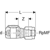 Geberit FlowFit Übergang mit MasterFix, Werkstoff Polyphenylensulfon (PPSU), Form gerade, Systemgebunden, Dichtung Ethylen-Propylen-Dien-Kautschuk (EPDM)