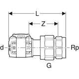 FlowFit Übergangsverschraubung gerade Pressmuffe auf Innengewinde zylindrisch BSPT-Rp (ISO 7-1 / EN 10226-1)