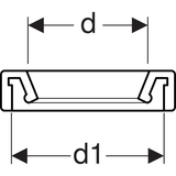 Geberit Manschette: d=80–100mm, d min.=80mm, d max.=100mm, d1=122mm