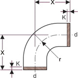 Geberit PE Segmentbogen: 90°, d=200mm