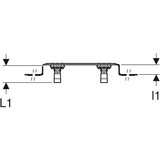Geberit Anschlusswinkel 90° mit Außengewinde MF 1/2", vormontiert, zweifach: CC499K, RMF=1/2″, Rp=1/2″, L1=5.2cm, AD=15.3cm