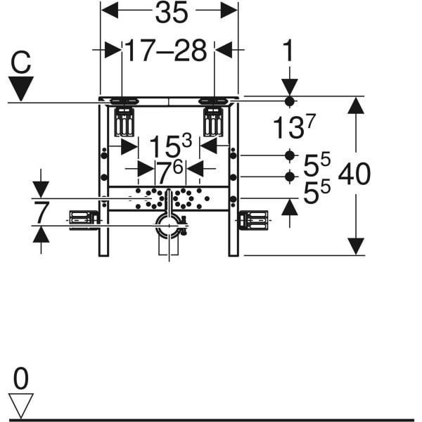 Geberit Kombifix Element für Waschtisch, Standarmatur