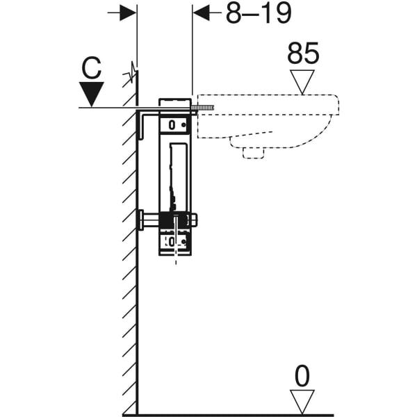 Geberit Kombifix Element für Waschtisch, Standarmatur