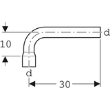 Geberit Spülbogenverlängerung 90° mit Steckmuffe: d=44mm, weiß-alpin