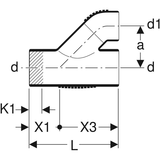 Geberit Silent-db20 Parallelabzweig 45° aus Polyethylen (PE) mit Kunststoffschweißenden Anschlüssen