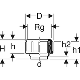 Geberit PE Gewindestutzen mit Quetschverschraubung aus Polyethylen (PE-80), schwarz, gerade, mit EPDM-Dichtung