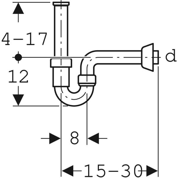 Geberit Rohrbogenveruchsverschluss für Waschbecken und Bidet, Abgang horizontal: d=40mm, G=1 1/4″, weiß-alpin