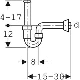 Geberit Rohrbogenveruchsverschluss für Waschbecken und Bidet, Abgang horizontal: d=40mm, G=1 1/4″, weiß-alpin