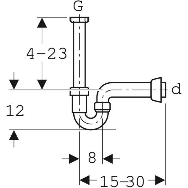 Geberit Rohrbogengeruchsverschluss für Spülbecken, Abgang horizontal: G=1 1/2″, weiß-alpin