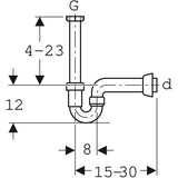 Geberit Rohrbogengeruchsverschluss für Spülbecken, Abgang horizontal: G=1 1/2″, weiß-alpin