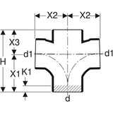 GEBERIT db20 Bogenabzweig zweif. 88,5/180 Grad, DN 90 (d 90 mm)