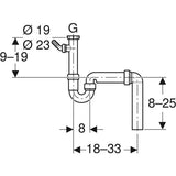 Geberit Rohrbogengeruchsverschluss für Spülbecken, mit Winkelschlauchtülle, Abgang vertikal: d=50mm, G=1 1/2″, weiß-alpin