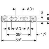Geberit Montageplatte abgesetzt, zweifach, Anschlussdistanz 7,3 cm oder 15,3 cm: 1.0215, AD=15.3cm, AD1=7.3cm
