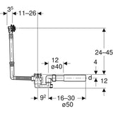 Geberit Badewannenablauf mit Ventilstopfen, d52, mit Fertigbauset: Deckplatte: hochglanz-verchromt, d=40/50mm