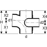 Geberit Silent-db20 Schachtbogenabzweig 88,5° links: d=110mm, d1=110mm, d2=75mm